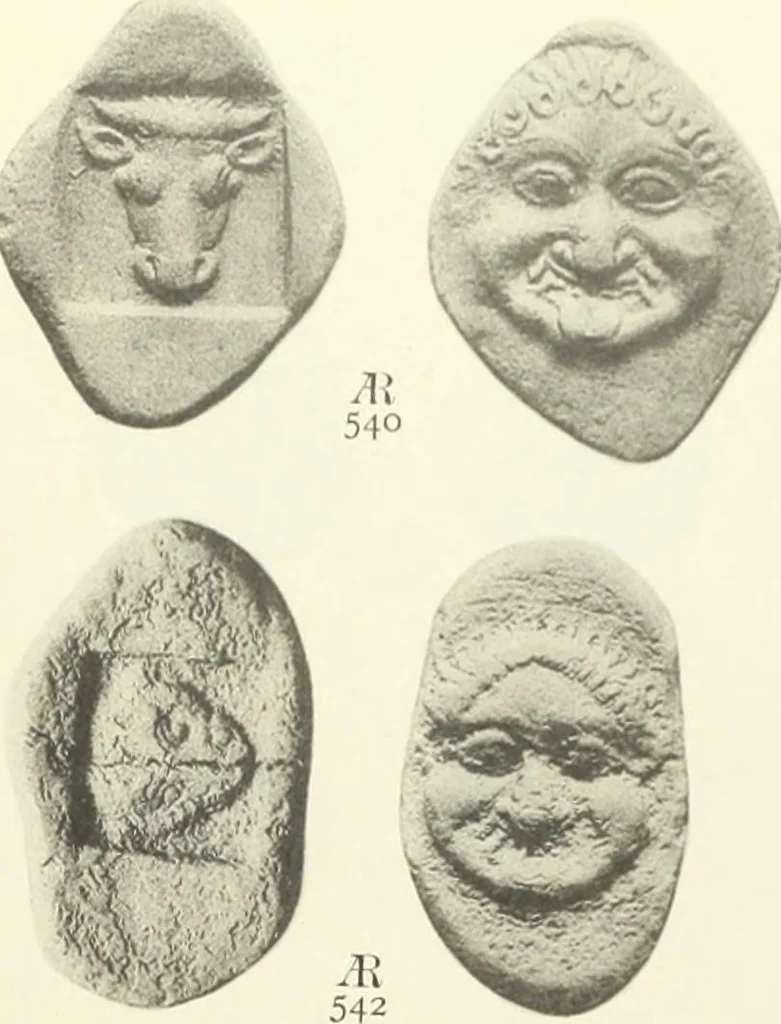 An illustration from Numismata graeca; Greek coin-types, classified for immediate identification, 1910, leaf 560
