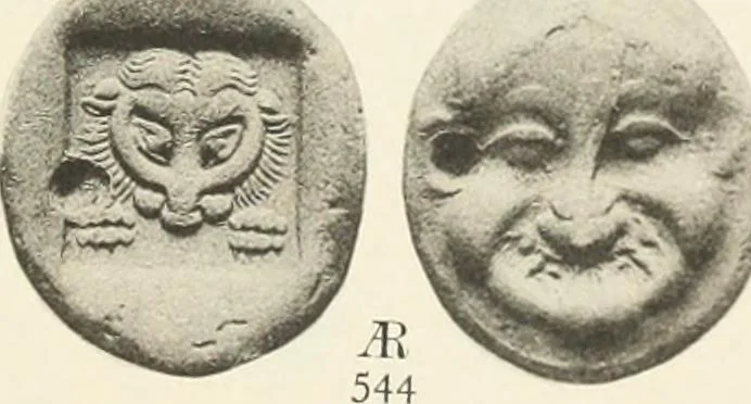 An illustration from Numismata graeca; Greek coin-types, classified for immediate identification, 1910, leaf 560