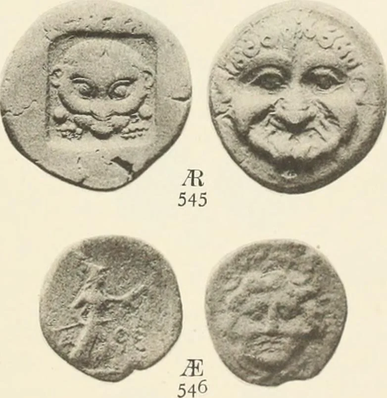 An illustration from Numismata graeca; Greek coin-types, classified for immediate identification, 1910, leaf 560