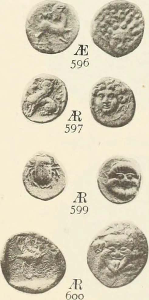 An illustration from Numismata graeca; Greek coin-types, classified for immediate identification, 1910, leaf 562