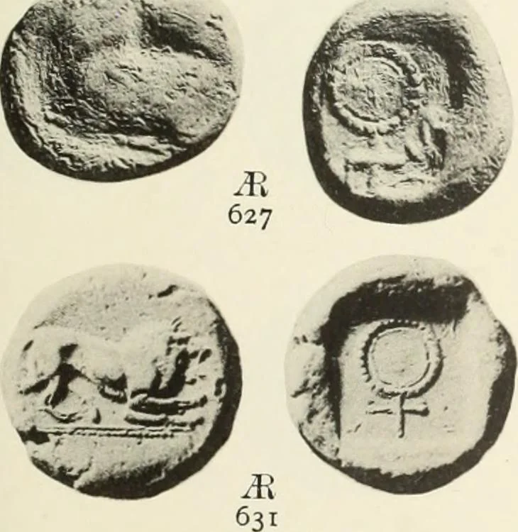 An illustration from Numismata graeca; Greek coin-types, classified for immediate identification, 1910, leaf 564