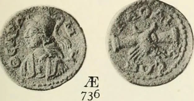An illustration from Numismata graeca; Greek coin-types, classified for immediate identification, 1910, leaf 568