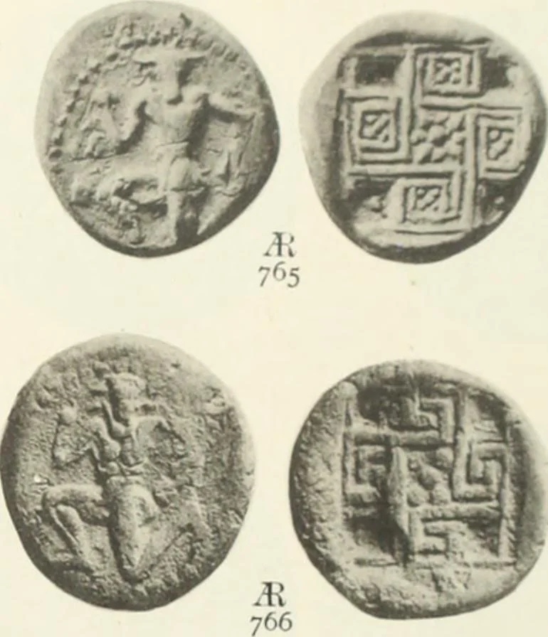 An illustration from Numismata graeca; Greek coin-types, classified for immediate identification, 1910, leaf 568