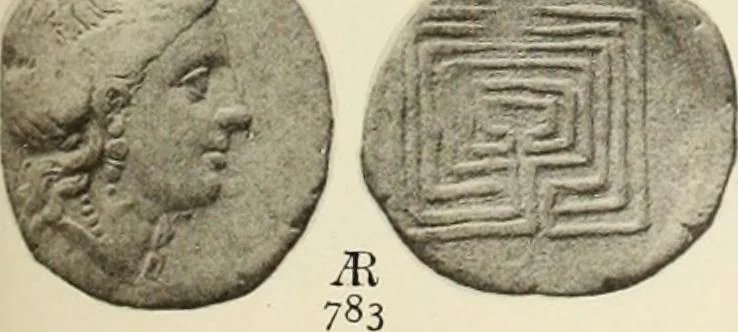 An illustration from Numismata graeca; Greek coin-types, classified for immediate identification, 1910, leaf 570