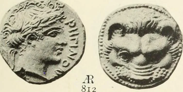 An illustration from Numismata graeca; Greek coin-types, classified for immediate identification, 1910, leaf 572