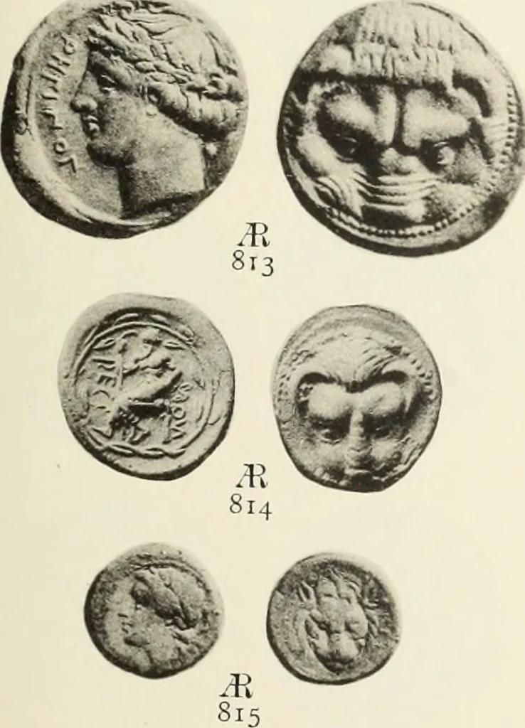 An illustration from Numismata graeca; Greek coin-types, classified for immediate identification, 1910, leaf 572