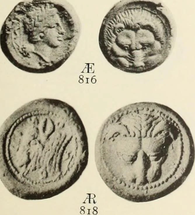 An illustration from Numismata graeca; Greek coin-types, classified for immediate identification, 1910, leaf 572