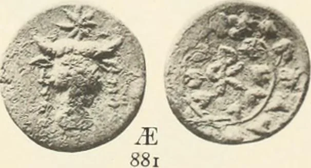 An illustration from Numismata graeca; Greek coin-types, classified for immediate identification, 1910, leaf 574