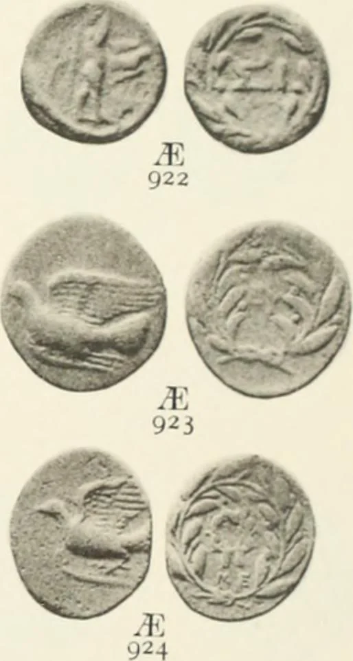 An illustration from Numismata graeca; Greek coin-types, classified for immediate identification, 1910, leaf 576