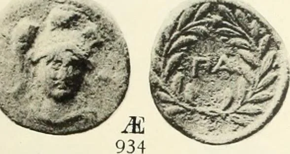 An illustration from Numismata graeca; Greek coin-types, classified for immediate identification, 1910, leaf 578