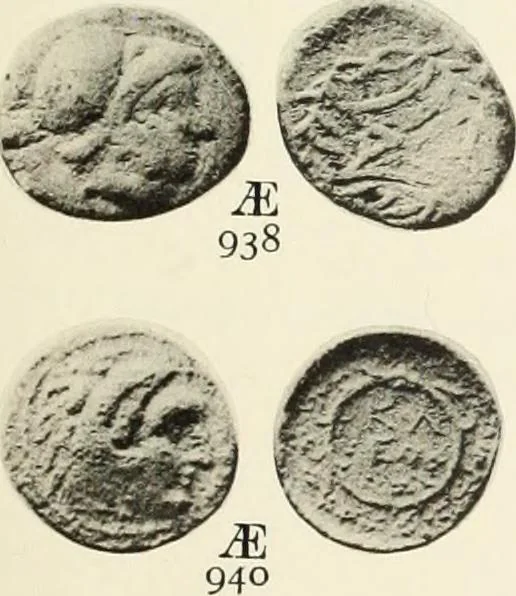 An illustration from Numismata graeca; Greek coin-types, classified for immediate identification, 1910, leaf 578