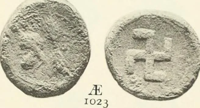 An illustration from Numismata graeca; Greek coin-types, classified for immediate identification, 1910, leaf 580