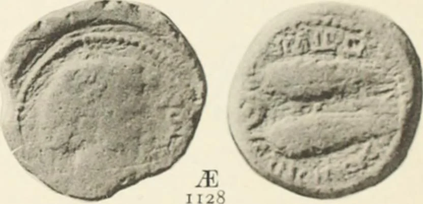 An illustration from Numismata graeca; Greek coin-types, classified for immediate identification, 1910, leaf 582