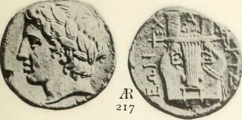An illustration from Numismata graeca; Greek coin-types, classified for immediate identification, 1910, leaf 586