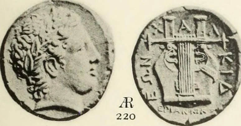 An illustration from Numismata graeca; Greek coin-types, classified for immediate identification, 1910, leaf 586