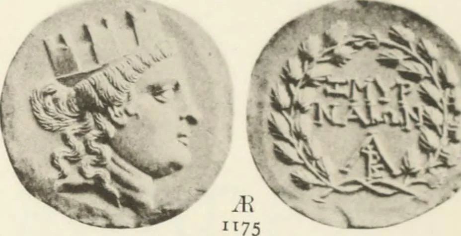 An illustration from Numismata graeca; Greek coin-types, classified for immediate identification, 1910, leaf 586