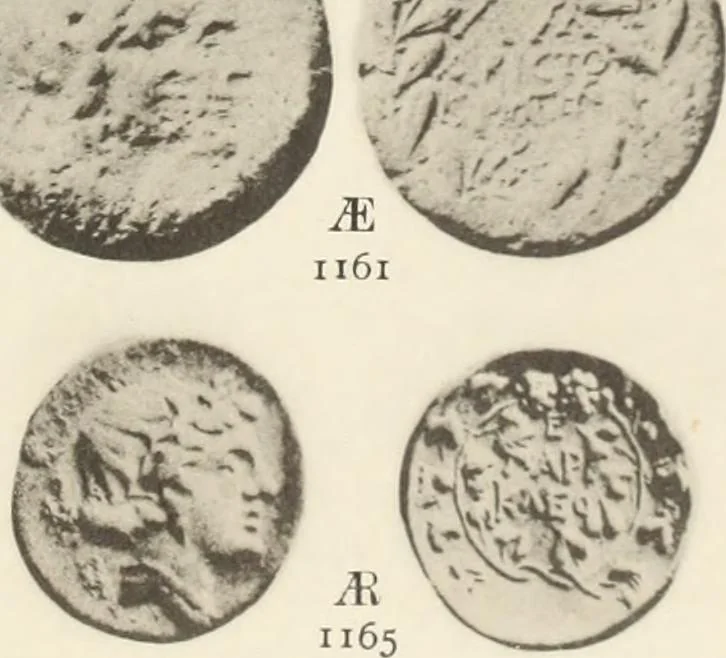 An illustration from Numismata graeca; Greek coin-types, classified for immediate identification, 1910, leaf 586
