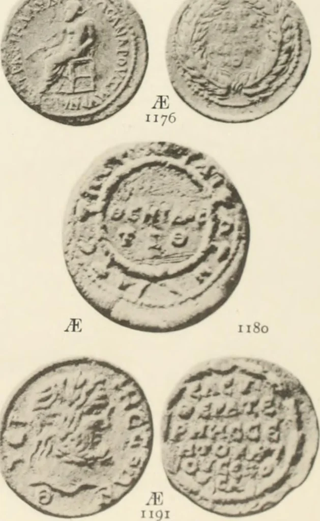 An illustration from Numismata graeca; Greek coin-types, classified for immediate identification, 1910, leaf 586