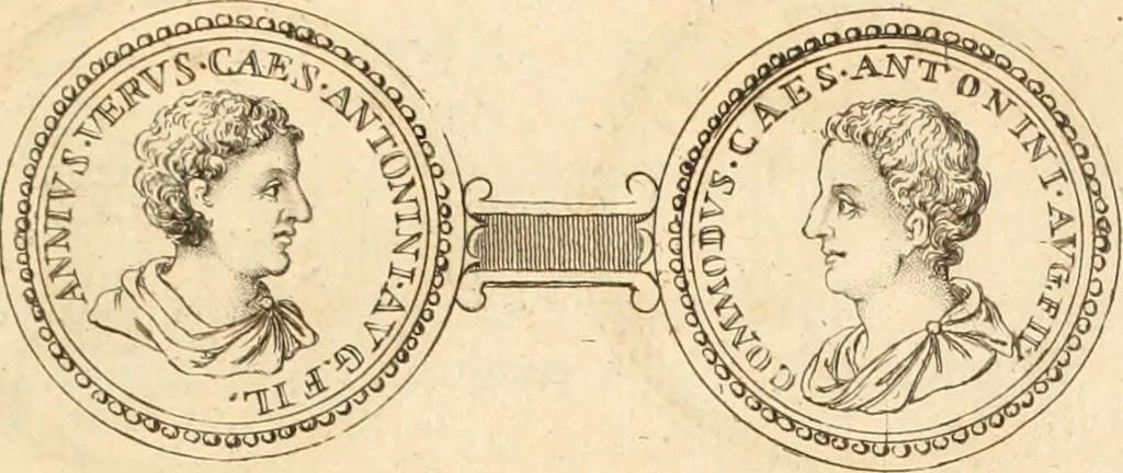 An illustration from Numismata imperatorum romanorum praestantiora a Julio Caesare ad Postumum usque per Joannem Vaillant, 1743, leaf 134