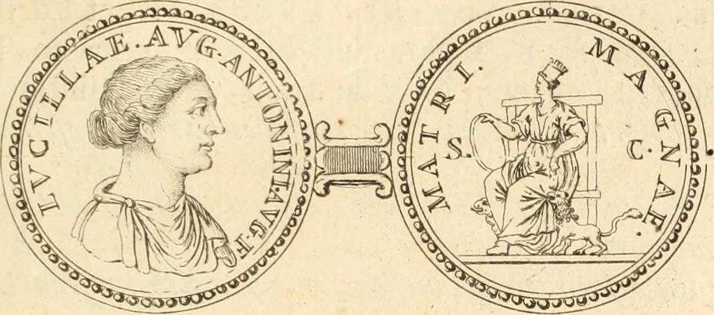 An illustration from Numismata imperatorum romanorum praestantiora a Julio Caesare ad Postumum usque per Joannem Vaillant, 1743, leaf 138