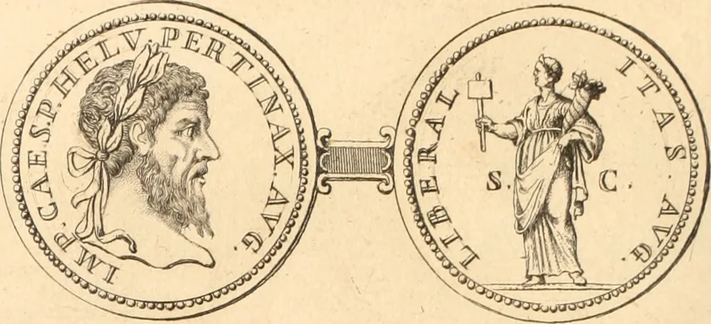 An illustration from Numismata imperatorum romanorum praestantiora a Julio Caesare ad Postumum usque per Joannem Vaillant, 1743, leaf 149