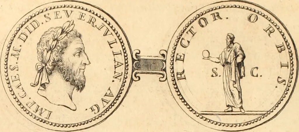 An illustration from Numismata imperatorum romanorum praestantiora a Julio Caesare ad Postumum usque per Joannem Vaillant, 1743, leaf 151