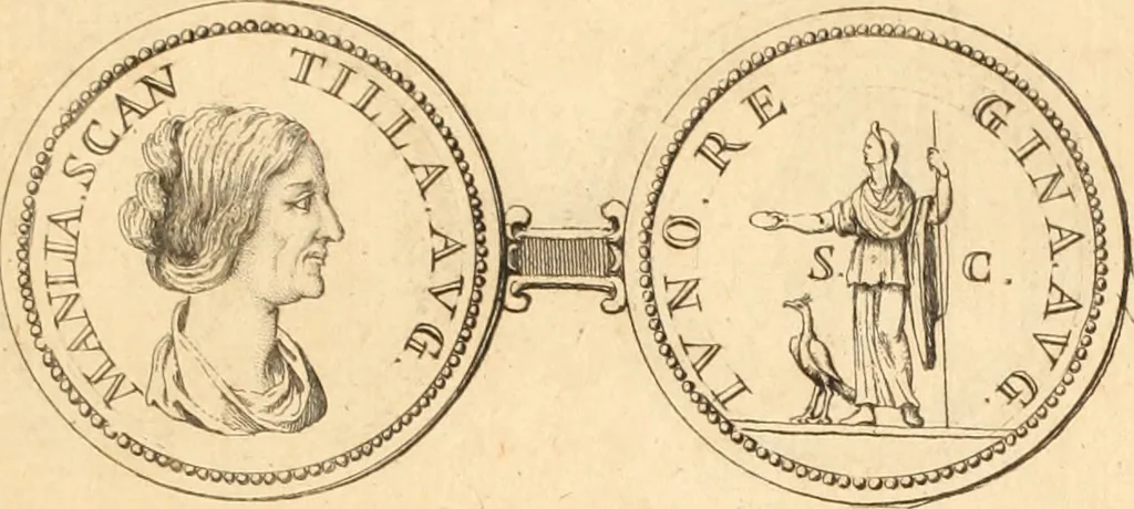 An illustration from Numismata imperatorum romanorum praestantiora a Julio Caesare ad Postumum usque per Joannem Vaillant, 1743, leaf 152