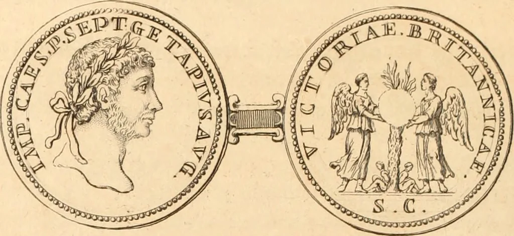 An illustration from Numismata imperatorum romanorum praestantiora a Julio Caesare ad Postumum usque per Joannem Vaillant, 1743, leaf 173