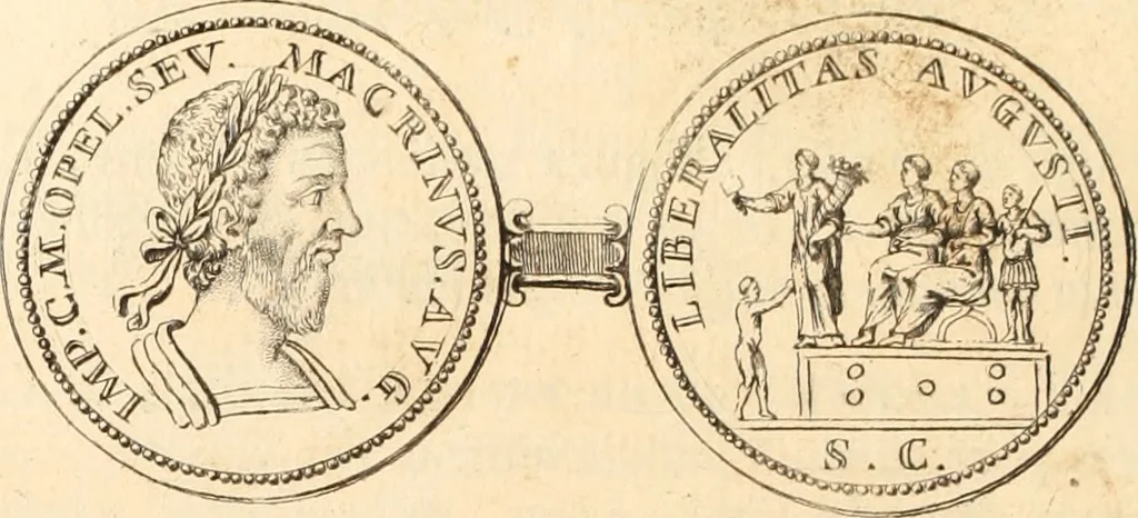 An illustration from Numismata imperatorum romanorum praestantiora a Julio Caesare ad Postumum usque per Joannem Vaillant, 1743, leaf 177