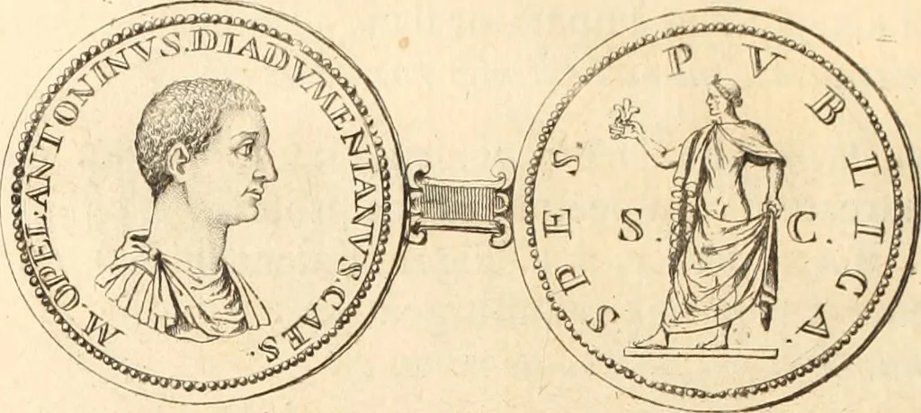 An illustration from Numismata imperatorum romanorum praestantiora a Julio Caesare ad Postumum usque per Joannem Vaillant, 1743, leaf 179