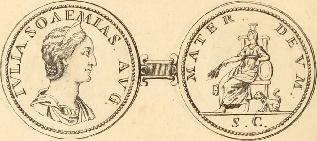 An illustration from Numismata imperatorum romanorum praestantiora a Julio Caesare ad Postumum usque per Joannem Vaillant, 1743, leaf 185