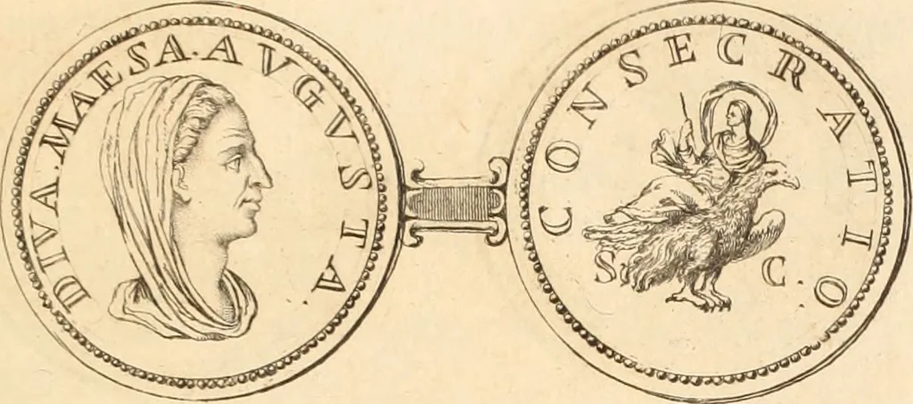An illustration from Numismata imperatorum romanorum praestantiora a Julio Caesare ad Postumum usque per Joannem Vaillant, 1743, leaf 186