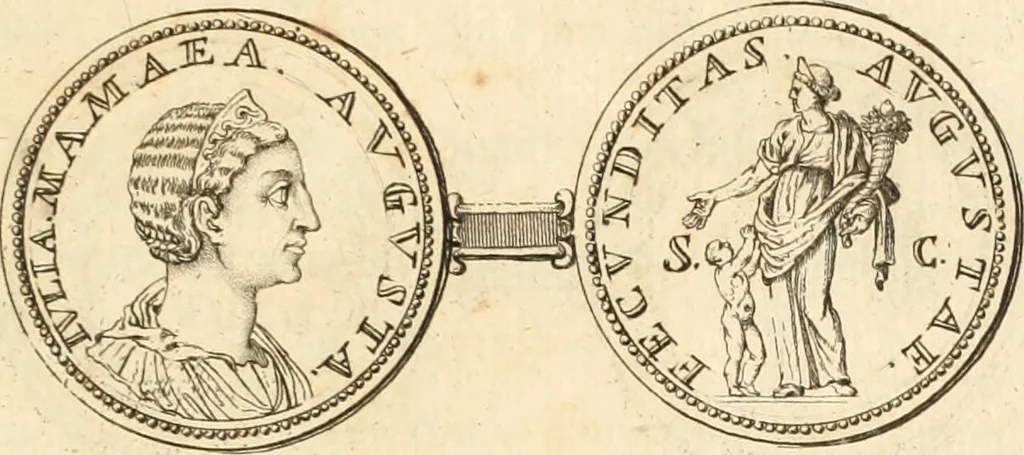 An illustration from Numismata imperatorum romanorum praestantiora a Julio Caesare ad Postumum usque per Joannem Vaillant, 1743, leaf 192