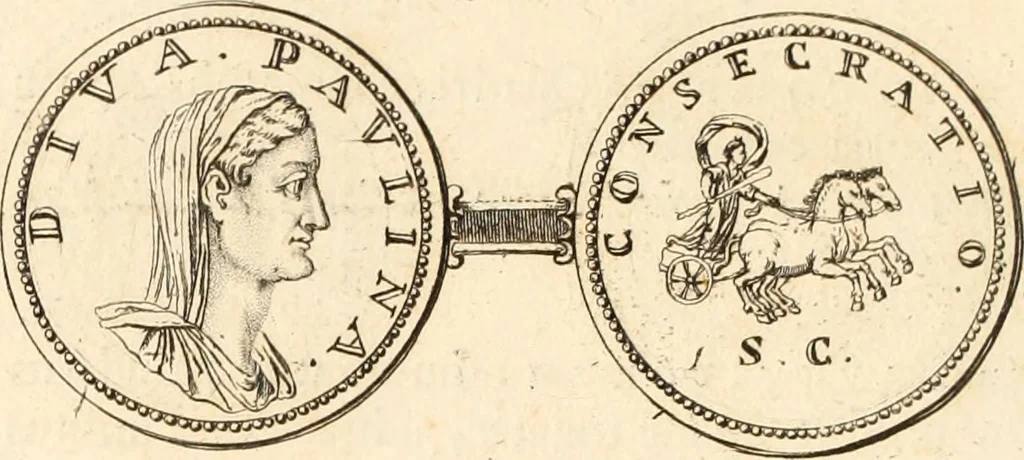 An illustration from Numismata imperatorum romanorum praestantiora a Julio Caesare ad Postumum usque per Joannem Vaillant, 1743, leaf 195