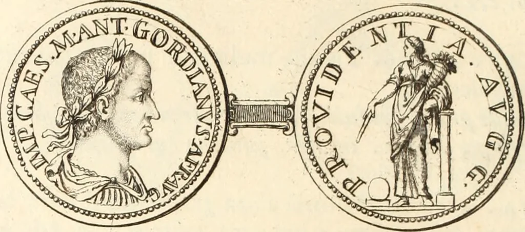 An illustration from Numismata imperatorum romanorum praestantiora a Julio Caesare ad Postumum usque per Joannem Vaillant, 1743, leaf 199