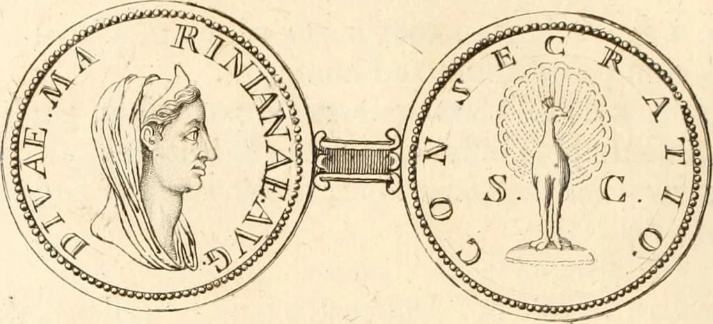 An illustration from Numismata imperatorum romanorum praestantiora a Julio Caesare ad Postumum usque per Joannem Vaillant, 1743, leaf 229