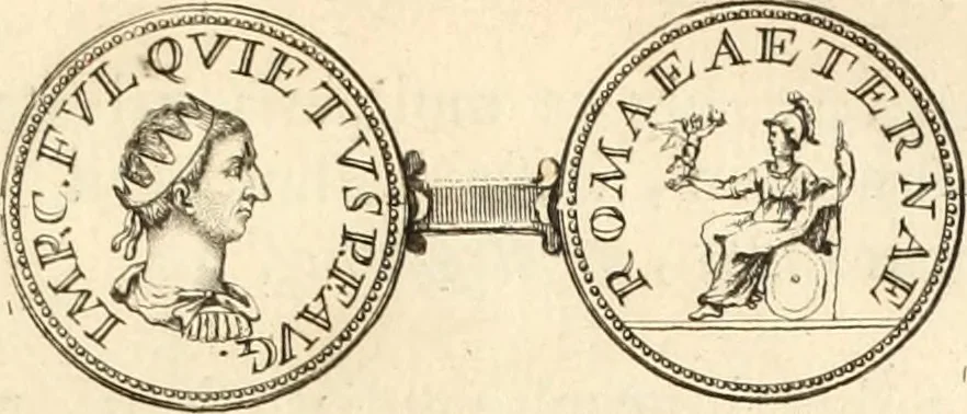 An illustration from Numismata imperatorum romanorum praestantiora a Julio Caesare ad Postumum usque per Joannem Vaillant, 1743, leaf 242