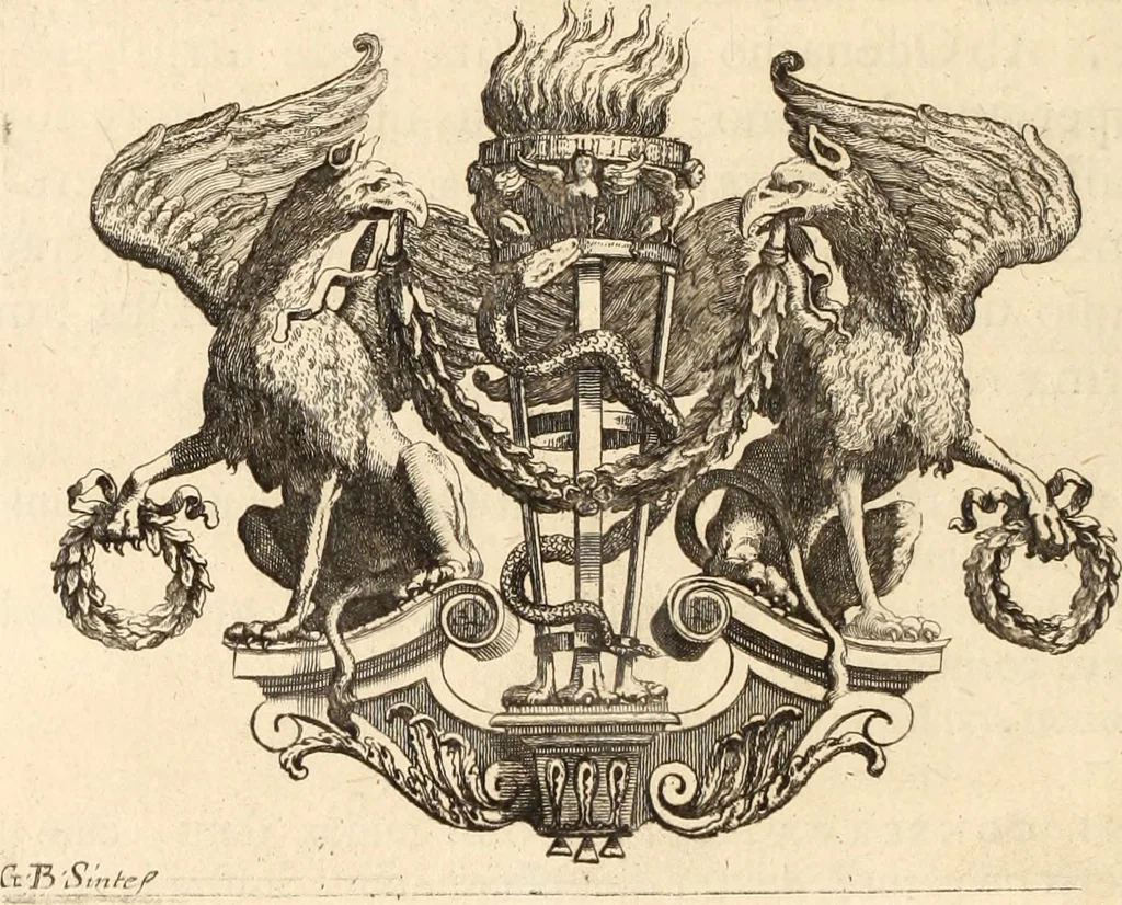 An illustration from Numismata imperatorum romanorum praestantiora a Julio Caesare ad Postumum usque per Joannem Vaillant, 1743, leaf 243