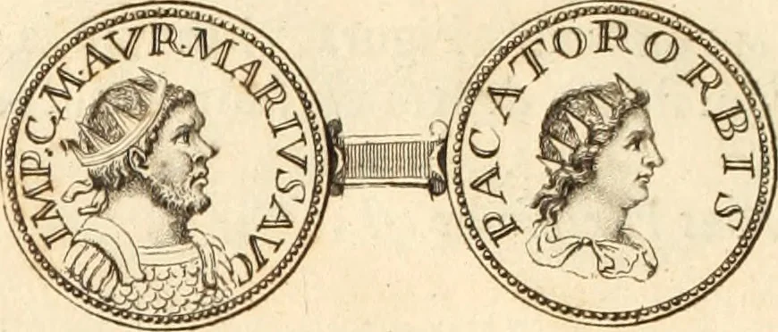 An illustration from Numismata imperatorum romanorum praestantiora a Julio Caesare ad Postumum usque per Joannem Vaillant, 1743, leaf 247