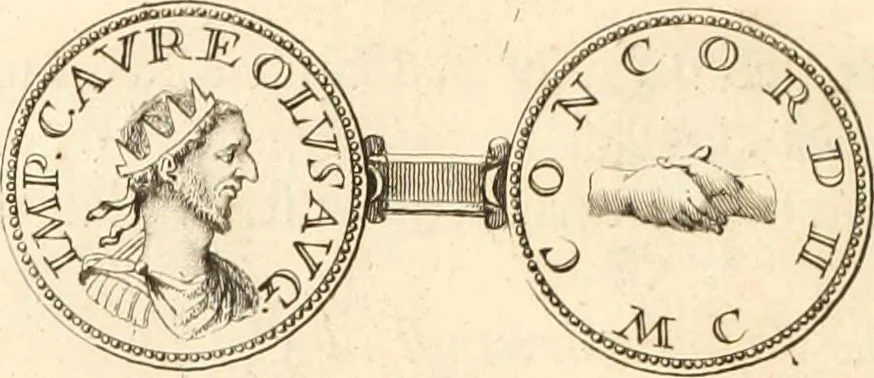 An illustration from Numismata imperatorum romanorum praestantiora a Julio Caesare ad Postumum usque per Joannem Vaillant, 1743, leaf 249