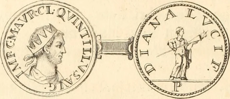 An illustration from Numismata imperatorum romanorum praestantiora a Julio Caesare ad Postumum usque per Joannem Vaillant, 1743, leaf 255
