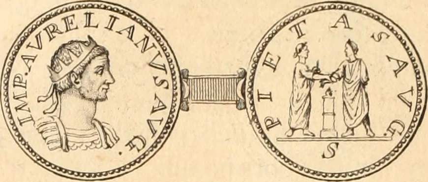 An illustration from Numismata imperatorum romanorum praestantiora a Julio Caesare ad Postumum usque per Joannem Vaillant, 1743, leaf 257