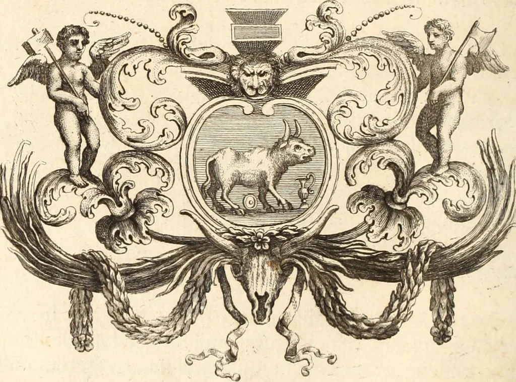 An illustration from Numismata imperatorum romanorum praestantiora a Julio Caesare ad Postumum usque per Joannem Vaillant, 1743, leaf 263