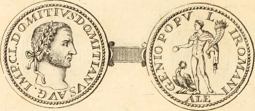 An illustration from Numismata imperatorum romanorum praestantiora a Julio Caesare ad Postumum usque per Joannem Vaillant, 1743, leaf 271