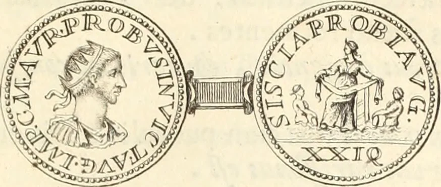 An illustration from Numismata imperatorum romanorum praestantiora a Julio Caesare ad Postumum usque per Joannem Vaillant, 1743, leaf 278