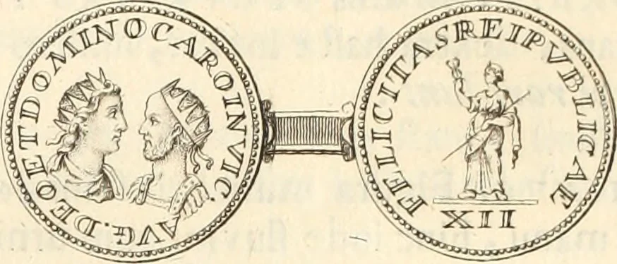 An illustration from Numismata imperatorum romanorum praestantiora a Julio Caesare ad Postumum usque per Joannem Vaillant, 1743, leaf 283