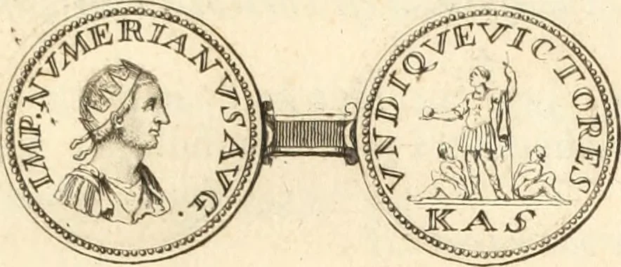 An illustration from Numismata imperatorum romanorum praestantiora a Julio Caesare ad Postumum usque per Joannem Vaillant, 1743, leaf 288
