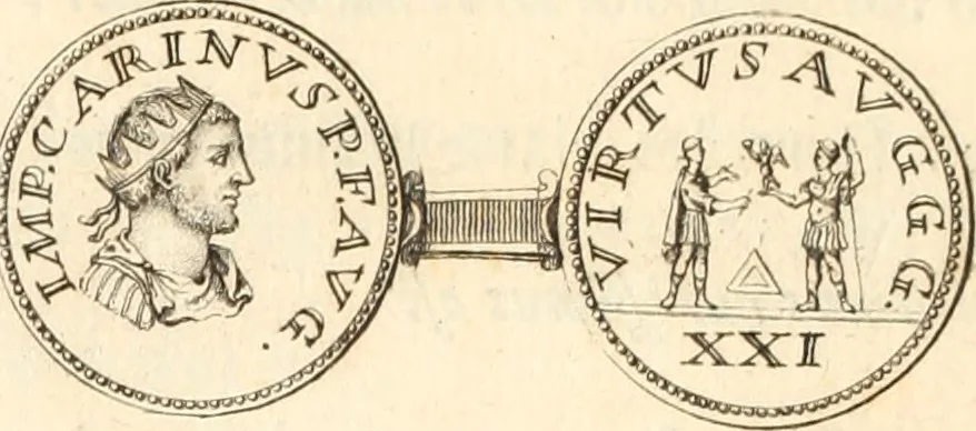 An illustration from Numismata imperatorum romanorum praestantiora a Julio Caesare ad Postumum usque per Joannem Vaillant, 1743, leaf 291