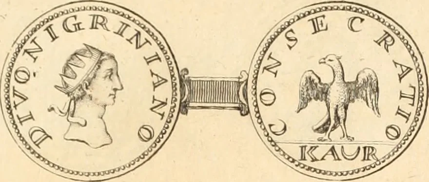 An illustration from Numismata imperatorum romanorum praestantiora a Julio Caesare ad Postumum usque per Joannem Vaillant, 1743, leaf 294