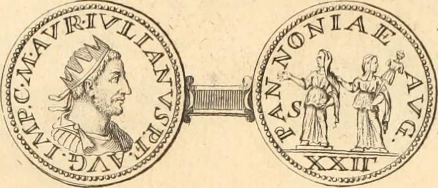 An illustration from Numismata imperatorum romanorum praestantiora a Julio Caesare ad Postumum usque per Joannem Vaillant, 1743, leaf 295